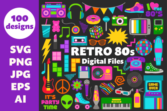 Download Retro 80s Clipart &amp; Vector Files - File Collection
