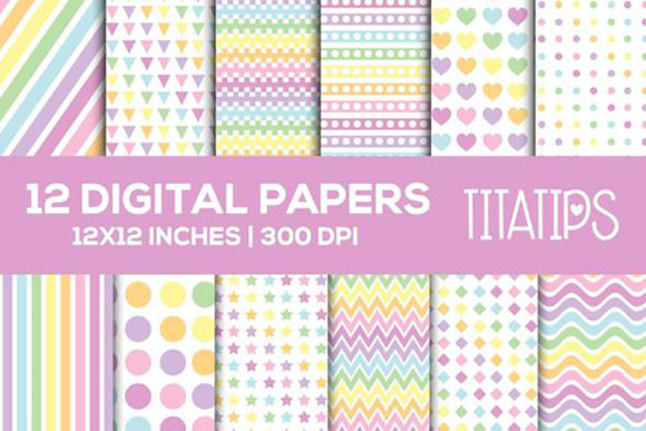 Download Pastel Rainbow Digital Papers Set - Rainbow digital papers Collection