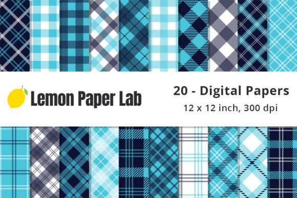 Download Aqua Blue Digital Plaid Scrapbook Paper - Blue Collection