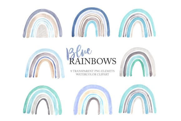 Download Watercolor Blue Baby Boy Rainbow Clipart - Blue Collection