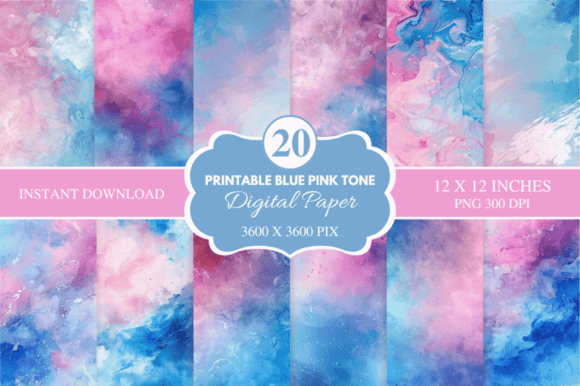 Download Blue Pink Tone Digital Paper Bundle - Blue Collection