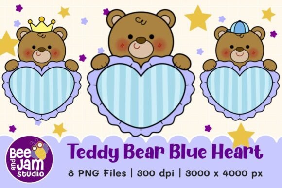 Download Teddy Bear with Blue Heart, Baby Shower - Blue Collection