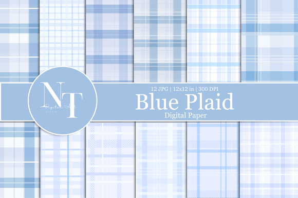Download Baby Boy Blue Plaid Digital Paper - Blue Collection