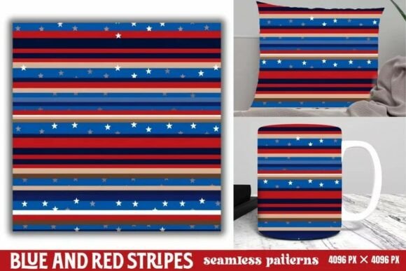 Download Blue and Red Stripes Seamless Pattern - Blue Collection
