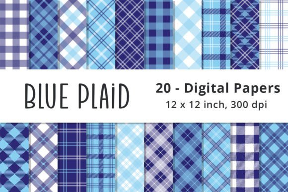 Download Seamless Blue Plaid Scrapbook Paper - Blue Collection