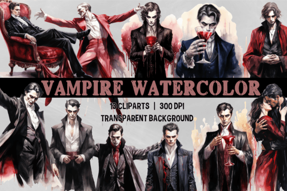 Download Vampires Watercolor Clipart Sublimation - Sublimation Collection
