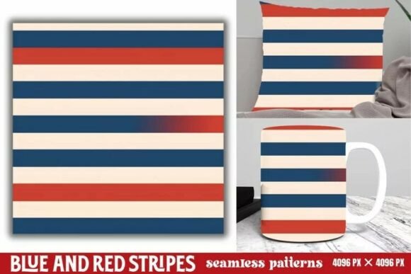 Download Blue and Red Stripes Seamless Pattern - Blue Collection