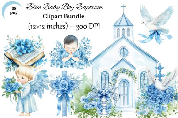 Download Blue Baby Boy Baptism Clipart Bundle ⭐ - Blue Collection
