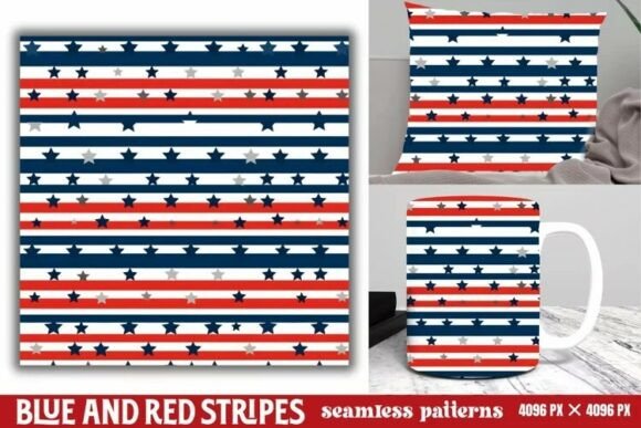 Download Blue and Red Stripes Seamless Pattern - Blue Collection