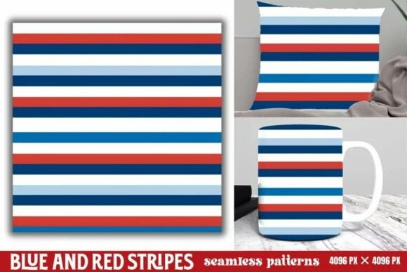 Download Blue and Red Stripes Seamless Pattern - Blue Collection
