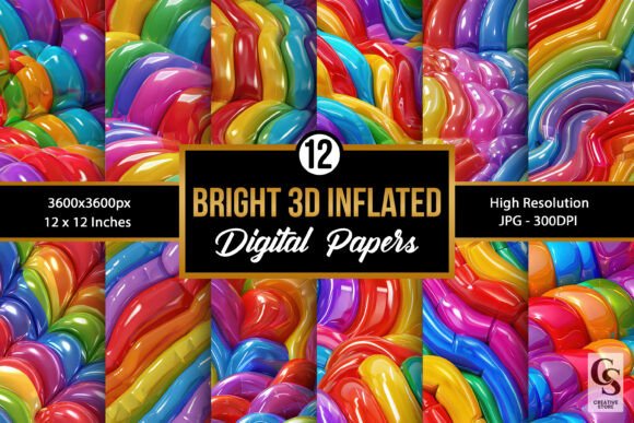 Download 3D Inflated Rainbow Digital Papers - Rainbow digital papers Collection