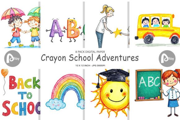 Download Digital Paper Crayon Adventures - Premium Resources