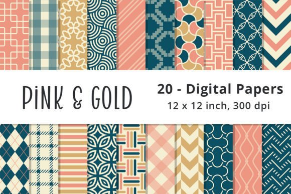 Download Pink, Gold, &amp; Blue Digital Paper - Blue Collection