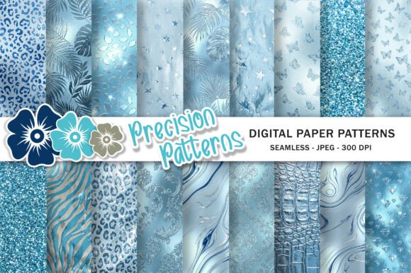 Download Light Blue Glam Digital Paper - Blue Collection