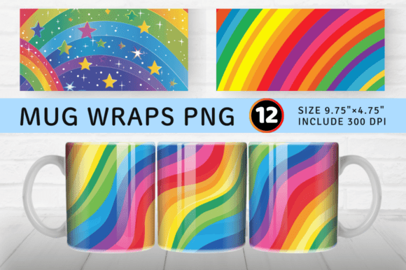 Download Bright Rainbow Mug Wrap Sublimation Desi - Sublimation Collection