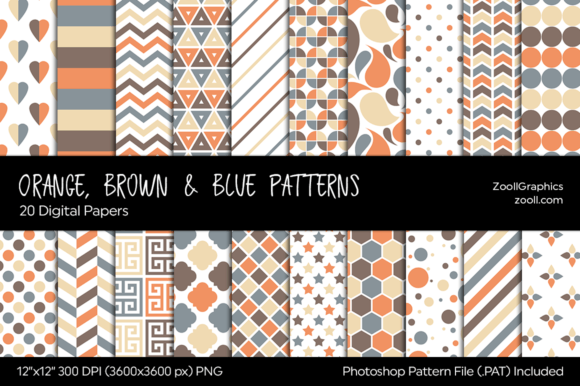 Download Orange, Brown &amp; Blue Digital Papers - Blue Collection