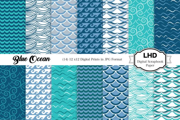 Download Blue Ocean Summer Digital Papers - Blue Collection