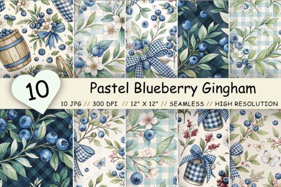 Download Pastel Blueberry Gingham Digital Paper - Blue Collection