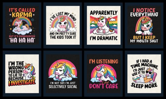 Download Funny Unicorn Sublimation Quotes PNG Bundle - Sublimation Collection